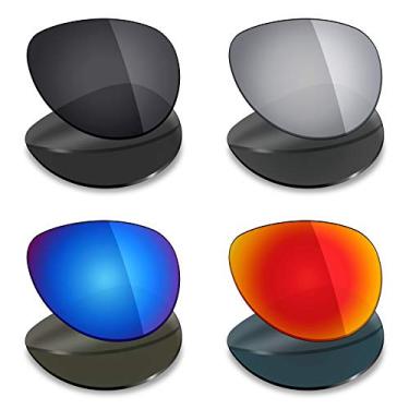 Imagem de 4 pares de lentes polarizadas de substituição para óculos de sol Oakley Feedback – Stealth preto/vermelho fogo/azul gelo/prata titânio