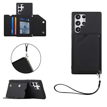 Imagem de Capa para Samsung Galaxy S22 Ultra S21 Plus S20 S 20 FE Carteira de luxo com slot para cartão de couro para S10 Note 10 Lite Capa, preta, para S20 Plus