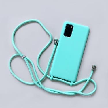 Imagem de Colar de silicone fashion capa de telefone para samsung galaxy s10 plus s20 fe s9 s8 s21 s30 capa de corda de cordão transversal ultra cordão, verde claro, para s30