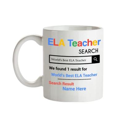 Imagem de Caneca de professor ELA personalizada - Presentes personalizados para professores ELA - Caneca de café de 325 ml - Personalizada com o seu nome do professor ELA