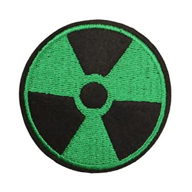 Imagem de Remendo bordado nuclear - costurar ou passar a ferro no remendo bordado Sinal nuclear perigoso | remendo bordado nuclear fácil limpar para roupas mochilas chapéus camiseta Rock-br