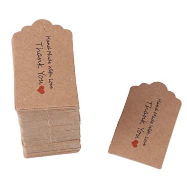 Imagem de Etiquetas de papel, 100 peças de etiquetas de presente em formato retangular de 3 x 5 cm para etiquetas de casamento / etiquetas de pendurar para produtos / etiqueta de preço de joia de vestuário (#3)