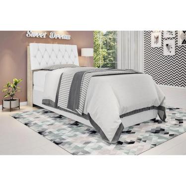 Imagem de Cabeceira box Solteiro 0,88 Isis Amarula com Capitonê Branco - Framar Móveis