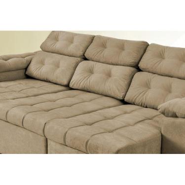 Imagem de Sofa Itália 2,25 Mts Retrátil e Reclinável Tecido Suede Castor - Moveis Marfim