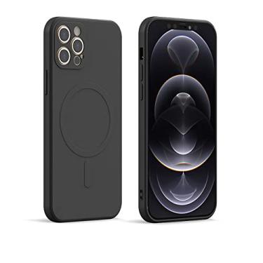 Imagem de Capa magnética de silicone líquido para iPhone 12 Pro Max 11Pro X Xs Xr 7 8 Plus 13 Mini Carregador Sem Fio Magsafing Ímã Capa Traseira, Preto, Para iPhone 7
