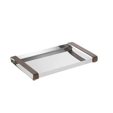 Imagem de Bandeja Firenze com Alças em Couro 40 X 26,5cm – Forma Inox