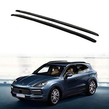 Imagem de UDP 2 peças serve para rack de teto de alumínio Cayenne 2019 2020 barras transversais pretas trilhos laterais bagageiro preto