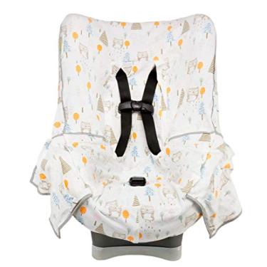 Imagem de Niko Easy-Wash Children's Car Seat Cover & Liner – 100% jérsei de algodão – creme de coruja/multi – serve para a maioria dos assentos infantis – ajuste universal – assento à prova d'água – lavar e