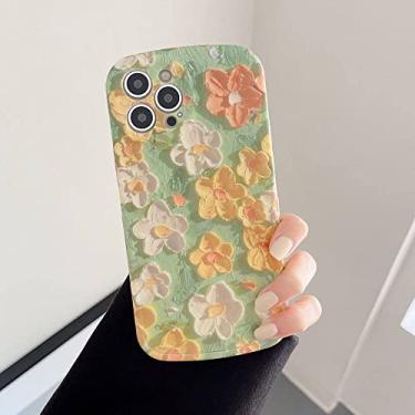 Imagem de Capa de telefone de suporte de flor roxa pintura a óleo para iPhone 13 Pro Max 11 XS 12 X R Pulseira à prova de choque tampa traseira, amarelo, para iPhone 12