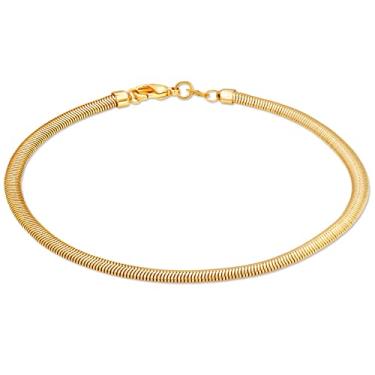 Imagem de Barzel Tornozeleira feminina de cobra espinha de peixe banhada a ouro 18K – Feita no Brasil