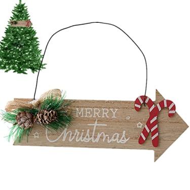 Imagem de Placas de suspensão de boas-vindas de de Natal,Decorações de parede decorativas de inverno - Decoração rústica de feliz natal pendurada para enfeite de porta de janela de casa Jiem-br