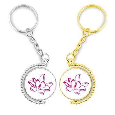 Imagem de Chaveiro giratório giratório flor de lótus rosa flor de planta anel acessório para casal chaveiro, Multicor