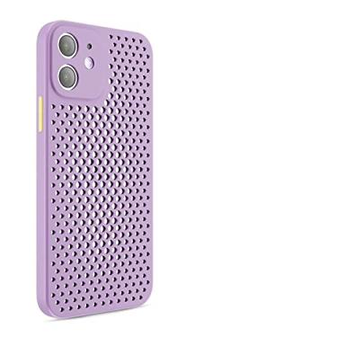 Imagem de Capa de telefone respirável com dissipação de calor para iPhone 12 Mini 14 13 11 Pro Max X XS MAX XR 7 8 Plus SE2020 Capa lisa de silicone macio, roxa, para iPhone X ou XS