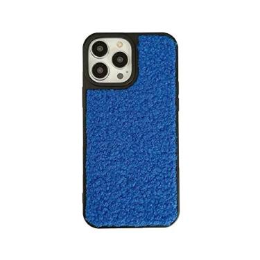 Imagem de Estilo elegante outono inverno cor sólida capa de telefone de casal de pelúcia para iphone 14 13 12 11 pro xs max case, lan, mr, para iphone 14pro