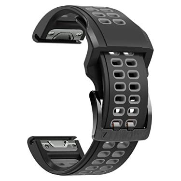 Imagem de DFAMIN 22 26mm Pulseira de relógio para Garmin Fenix 7 Fenix 6 5 5Plus 935 945 Pulseiras de silicone Easyfit para Fenix 7x 6x 5x Pulseira de relógio (Cor: Preto Cinza, Tamanho: Para Garmin Quatix 5)