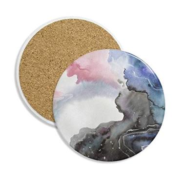 Imagem de Suporte de caneca de cerâmica abstrata para sombreamento de aquarela, pedra absorvente para bebidas, presente de 2 peças