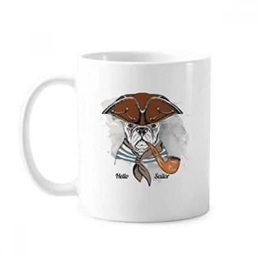 Imagem de Linda roupa de cachorro em aquarela ilustração caneca cerâmica café porcelana louça