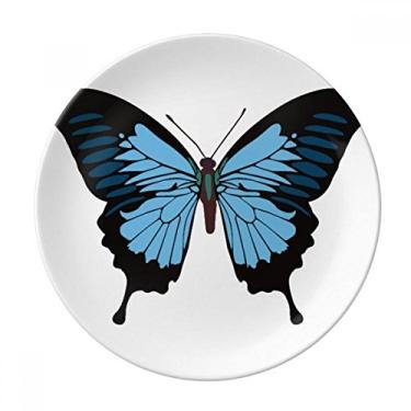 Imagem de Espécime de borboleta em placa azul escuro decorativa de porcelana salver louça de jantar