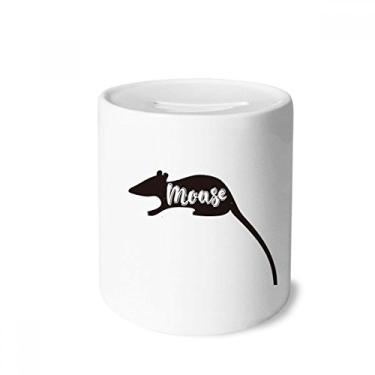 Imagem de DIYthinker Caixa para dinheiro de animal preta e branca com rato, porta-moedas de cerâmica, presente de cofrinho