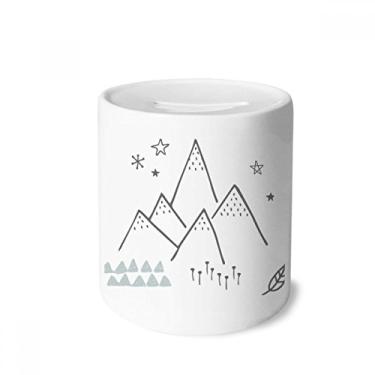 Imagem de DIYthinker Caixa de moedas de cerâmica com estampa de estrela de folhas de grama de montanha para presente de cofrinho