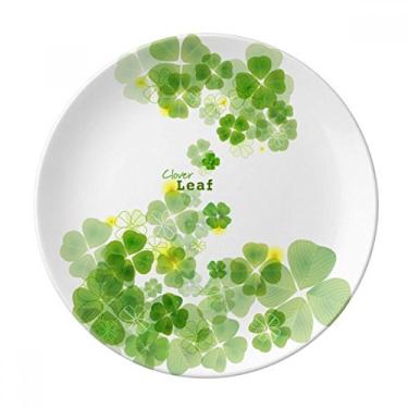 Imagem de Prato de sobremesa com trevo de quatro folhas na Irlanda Dia de São Patrício decorativo de porcelana 20,32 cm para jantar em casa