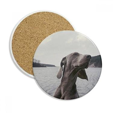 Imagem de Caneca de porta-copos cinza com imagem de animal de estimação para cães Caneca de proteção de mesa Pedra absorvente
