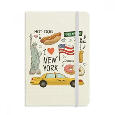 Imagem de Caderno I Love New York Hot Dog Donuts America Texi oficial de tecido capa dura para diário clássico