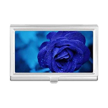 Imagem de Porta-cartões de visita com rosas azuis escuras, porta-cartões