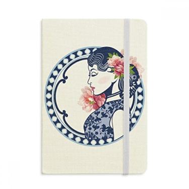 Imagem de Caderno de flores da cultura chinesa com capa dura em tecido oficial