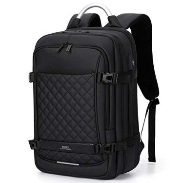 Imagem de Mochila de ombro Mochila Bolsa de viagem de grande capacidade Bolsa para computador empresarial multifuncional Mochila masculina, almofada de alívio de pressão respirável nas costas, preta