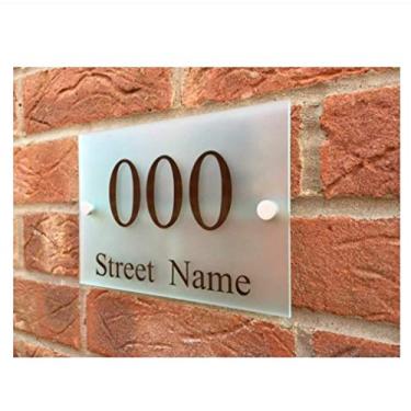 Imagem de Placas com o número da casa Personalize a placa moderna de vidro acrílico para exteriores