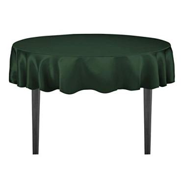 Imagem de Toalha de mesa redonda de cetim 178 cm da LinenTablecloth verde caçador
