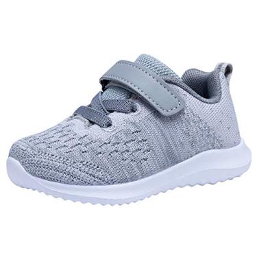 Imagem de COODO Tênis esportivo de corrida para meninos e meninas, Cinza, branco, 21