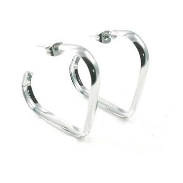 Imagem de Brinco de Argola Coração Básico Leve Aço Inox Hipoalérgico