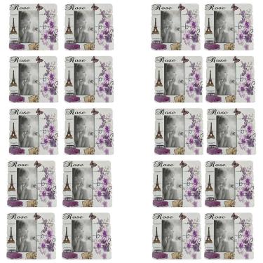 Imagem de Porta Retrato 10x15 Moldura Paris Kit 20 Unidades Enfeite Flores Decoraçao Fotografia Lembrança Viagem Mesa Estante Prateleira