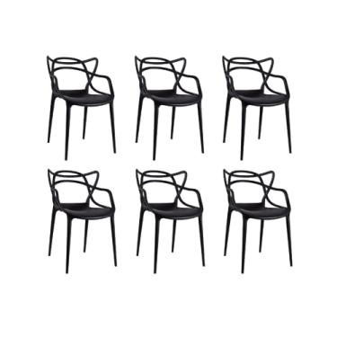Imagem de Conjunto com 6 Cadeiras Allegra Preta Polipropileno Salna