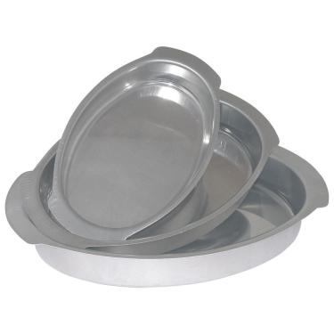 Imagem de Kit 3 Formas Assadeiras de Alumínio Oval Para Bolo Torta Peixe Doces