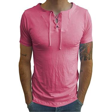 Imagem de Camiseta Bata Viscose Com Elastano Manga Curta tamanho:egg;cor:rosa-chiclete