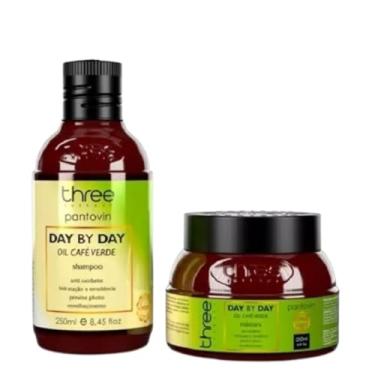 Imagem de Kit Shampoo Mascara Café Verde Pantovin Day By Day 500ml - Three Therapy (kit completo pequeno)