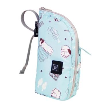 Imagem de Almencla Bolsa de mamadeira infantil, aquecedor de leite portátil para aquecimento, aquecedor de mamadeira, aquecedor de leite para casa, interior, exterior, azul