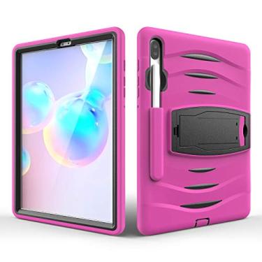 Imagem de QYiD Capa para Galaxy Tab S6 10,5 SM-T860/T865, capa protetora resistente à prova de choque de três camadas com suporte integrado e slot para caneta para Samsung Galaxy Tab S6 (2019) 10,5"