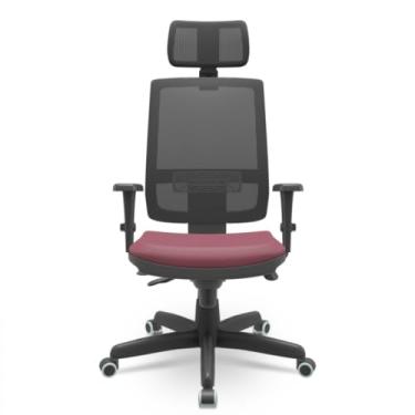 Imagem de Cadeira Brizza Slider Autocompensador Standart Braços 3D PP Apoio Cabeça Ergonômica NR-17 Plaxmetal (Sintético Vinho)
