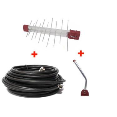 Imagem de Kit Antena Digital 4K Log 20 Com Mastro 45 Cm E Cabo Coaxial Capte 12