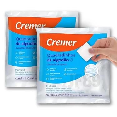 Imagem de Algodão Quadrado Prensado Quadradinho Cremer Sem Perfume 500 Unidades (2 pacotes com 250 unidades)