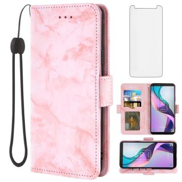 Imagem de Asuwish Capa de telefone para Metro TCL Ion X/Ion V/40Z com protetor de tela de vidro temperado e capa carteira de mármore flip porta-cartão suporte suporte acessórios de celular de couro IonX T430W