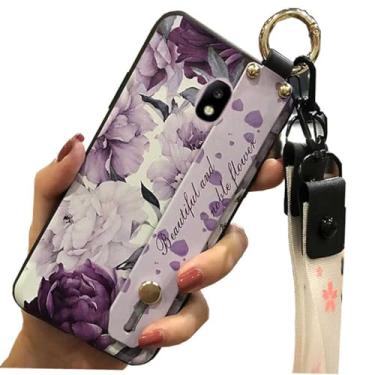 Imagem de Capa de telefone traseira de silicone em gel TPU com estampa de flor roxa para Samsung Galaxy All Series (Galaxy J7 Pro 2017 J730)
