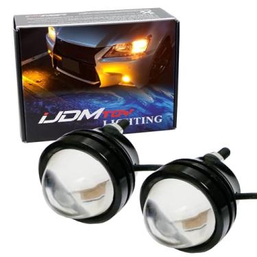 Imagem de iJDMTOY (2) Amarelo âmbar 5W CREE Lâmpada de projetor de LED de alta potência Bull Eye, compatível com luzes DRL de direção, luzes de neblina ou luzes de posição de estacionamento