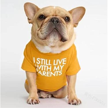 Imagem de Camiseta estampada para cachorro I Still Live with My Parents, roupas divertidas para cães de estimação, camisetas respiráveis para gatos (médio)