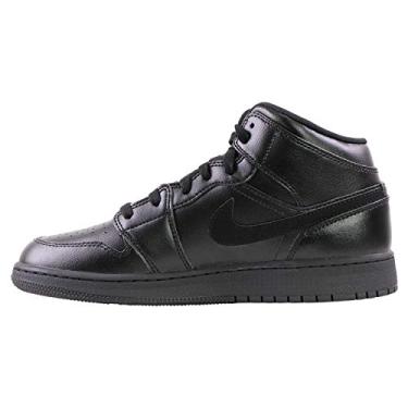 Imagem de Tênis Nike Air Jordan 1 masculino médio (gs) infantil grande 554725-090, Black/Black/Black, 7 Big Kid
