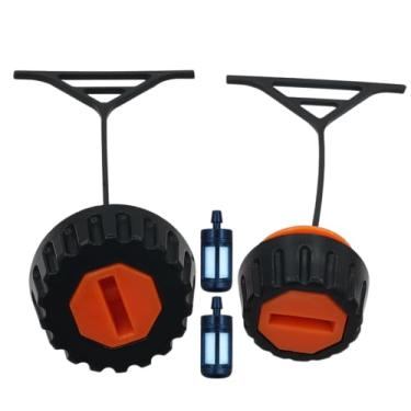 Imagem de Tampa de combustível + tampa de óleo para motosserra STIHL 020 020T 021 023 024 025 026 028 034 034S 036 038 048 com 2 filtros de combustível, pacote com 2